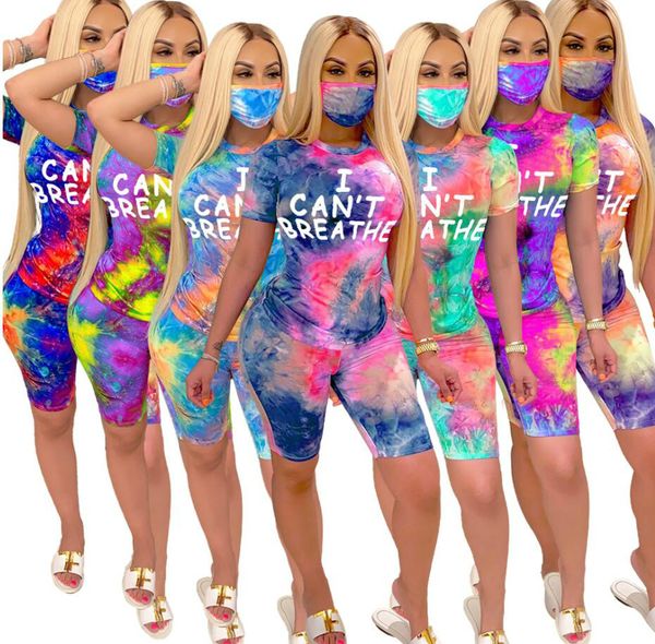 women tracksuit i can't breathe fashion letters short sleeves t shirt shorts facemask three piece suits tie-dye gradient sports suit d6, White
women tracksuit i can't breathe fashion letters short sleeves t shirt shorts facemask three piece suits tie-dye gradient sports suit d6, White