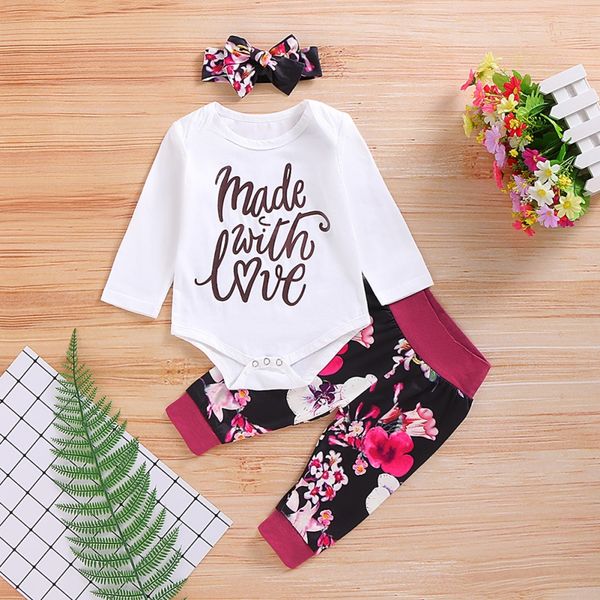 infant spring autumn sets baby girl long sleeve letter print romper floral trousers headband outfits cotton pullover suit, White
infant spring autumn sets baby girl long sleeve letter print romper floral trousers headband outfits cotton pullover suit, White