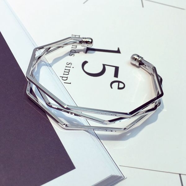 shuangr fashionable and popular minimalistic bracelets three wire three dimensional irregular bracelet open cuff bangle, Black
shuangr fashionable and popular minimalistic bracelets three wire three dimensional irregular bracelet open cuff bangle, Black