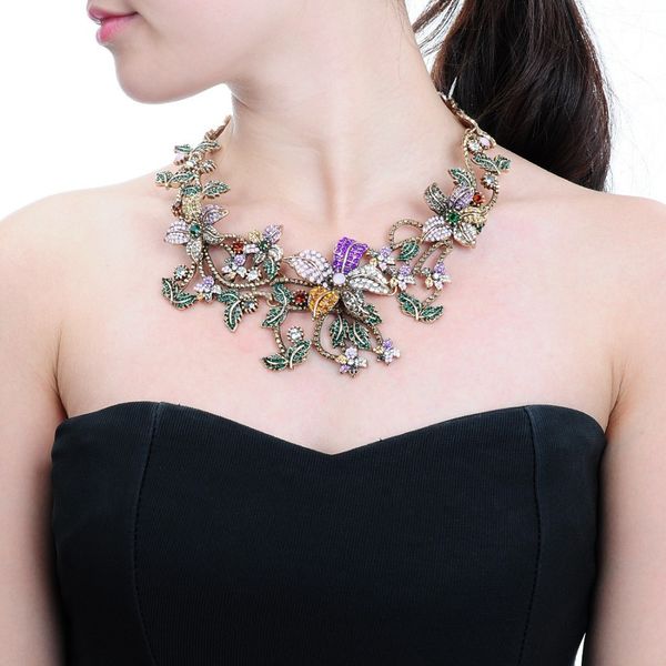 new fashion rhinestone chain flower choker statement collar bib necklace vintage flower big necklace, Silver
new fashion rhinestone chain flower choker statement collar bib necklace vintage flower big necklace, Silver