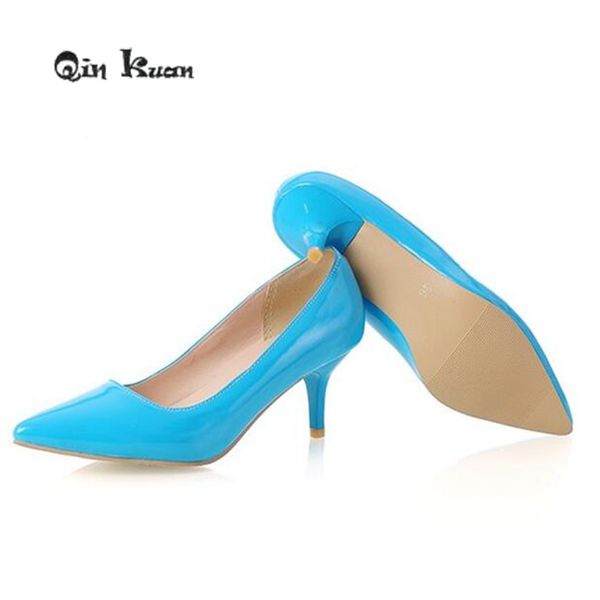 qin kuan fashion pointed toe women shoes patent leather ladies high heels pumps plus size 31-43 ladies candy stiletto shoes t200525, Black
qin kuan fashion pointed toe women shoes patent leather ladies high heels pumps plus size 31-43 ladies candy stiletto shoes t200525, Black
