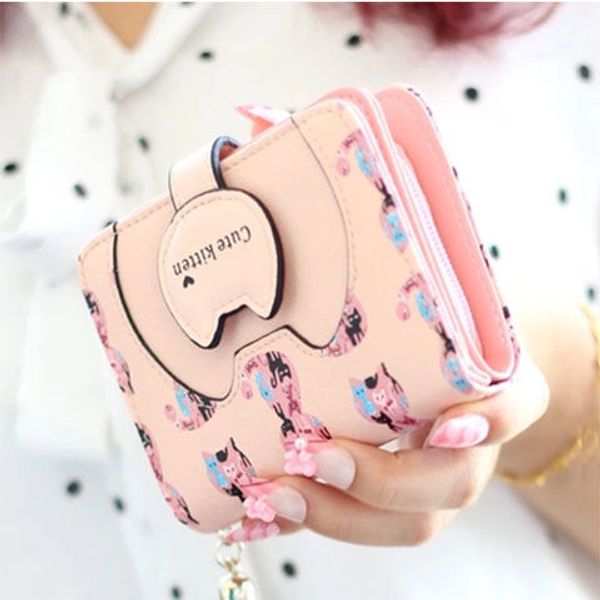 t new wallet female student short cute cat mini coin purse female card bag handmade small walletristband, Red;black
t new wallet female student short cute cat mini coin purse female card bag handmade small walletristband, Red;black