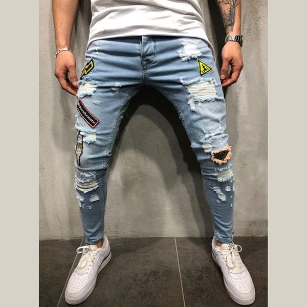 men denim ripped hole jeans slim patchwork hip hop skinny pencil jean for men clothes stretch skinny trousers, Blue
men denim ripped hole jeans slim patchwork hip hop skinny pencil jean for men clothes stretch skinny trousers, Blue