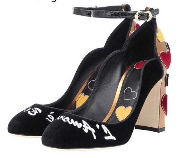 sweet heart velvet shoes embroider letter pumps women round toe block high heels patent leather patchwork mary janes shoes women, Black
sweet heart velvet shoes embroider letter pumps women round toe block high heels patent leather patchwork mary janes shoes women, Black