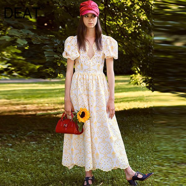 fashion products summer v-neck short puff sleeves embroidery hollow out runway styles pullover high waist long dress wm10307l, Black;gray
fashion products summer v-neck short puff sleeves embroidery hollow out runway styles pullover high waist long dress wm10307l, Black;gray