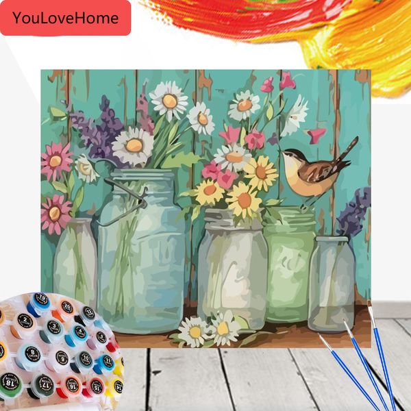 масляная живопись по номерам цветочный рисунок на холсте ручная роспись наборы фотографий арт подарок diy home decor no frame diy масляная ж
