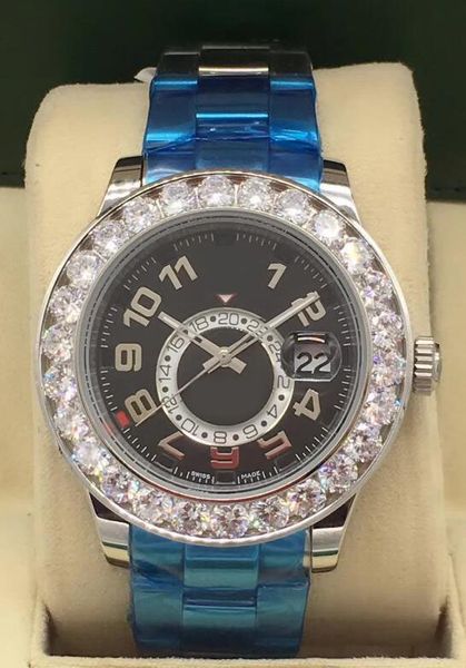 luxury watch 44mm black dial sky-dweller date gmt working big diamond bezel mechanical automatic mens watches, Slivery;brown
luxury watch 44mm black dial sky-dweller date gmt working big diamond bezel mechanical automatic mens watches, Slivery;brown