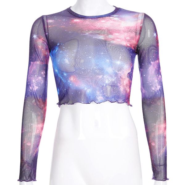 women's mesh t shirt see through long sleeve shirt crop casual tees summer sunsuits starry sky printing t shirts, White
women's mesh t shirt see through long sleeve shirt crop casual tees summer sunsuits starry sky printing t shirts, White
