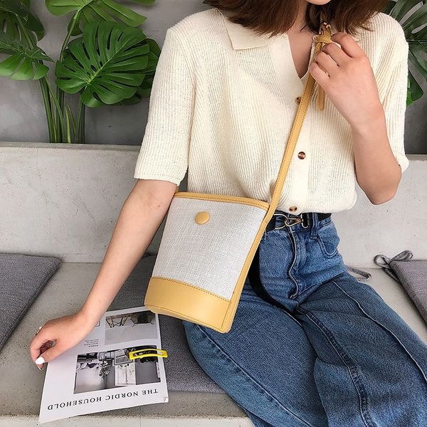 bucket type contrast color bag female 2019 tide linen woven fashion beach bag korean version of diagonal shoulder
bucket type contrast color bag female 2019 tide linen woven fashion beach bag korean version of diagonal shoulder