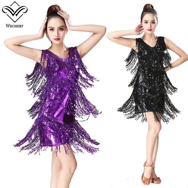 wechery latin flamenco salsa dancing dress tassels sequins midi dresses for women performance costume 2018 new dance wear, Black;red
wechery latin flamenco salsa dancing dress tassels sequins midi dresses for women performance costume 2018 new dance wear, Black;red
