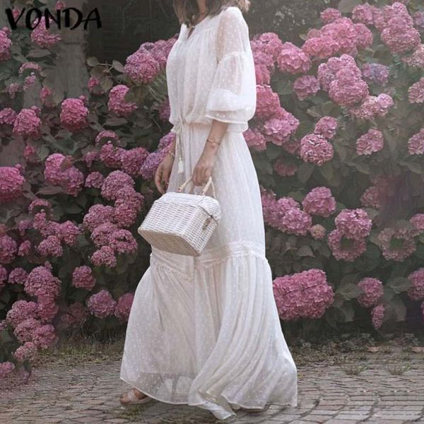 vonda bohemian dress dot printed maxi long dress 2019 summer sundress flare sleeve hollow elegant office lady vestido s-5xl, Black;gray
vonda bohemian dress dot printed maxi long dress 2019 summer sundress flare sleeve hollow elegant office lady vestido s-5xl, Black;gray