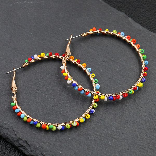 boho big circle hoop earring set handmade beads loop huggie earings for women gilrs creole jewelry pendientes aros brinco femme, Golden;silver
boho big circle hoop earring set handmade beads loop huggie earings for women gilrs creole jewelry pendientes aros brinco femme, Golden;silver