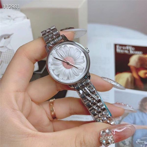 

2019 fashion laides wristwatches luxury full steel flowers watch dress female watches for women valentine gift relogio feminino, Slivery;brown