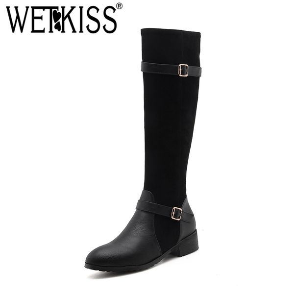 wetkiss metal decor belt buckle women knee high boots winter keep warm thick heel shoes round toe casual boots zip shoes hot, Black
wetkiss metal decor belt buckle women knee high boots winter keep warm thick heel shoes round toe casual boots zip shoes hot, Black