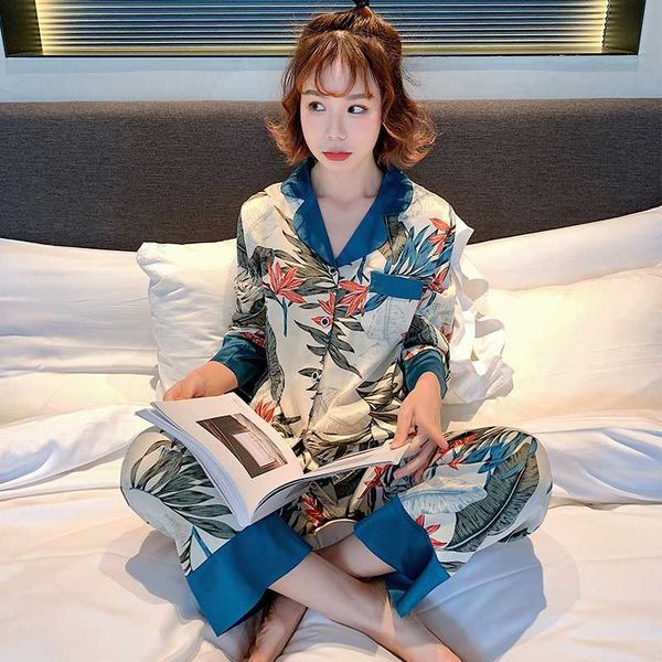 wavmit 2019 spring women comfortable silk pajama set girl print pyjama set long sleeve sleepwear suit women nightshirt sets, Blue;gray
wavmit 2019 spring women comfortable silk pajama set girl print pyjama set long sleeve sleepwear suit women nightshirt sets, Blue;gray