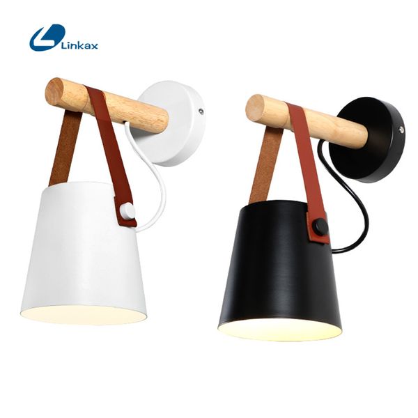 modern nordic style led wall light pu leather wood wall lamps bed bedside light e27 85-265v white black lampshade home decor
modern nordic style led wall light pu leather wood wall lamps bed bedside light e27 85-265v white black lampshade home decor