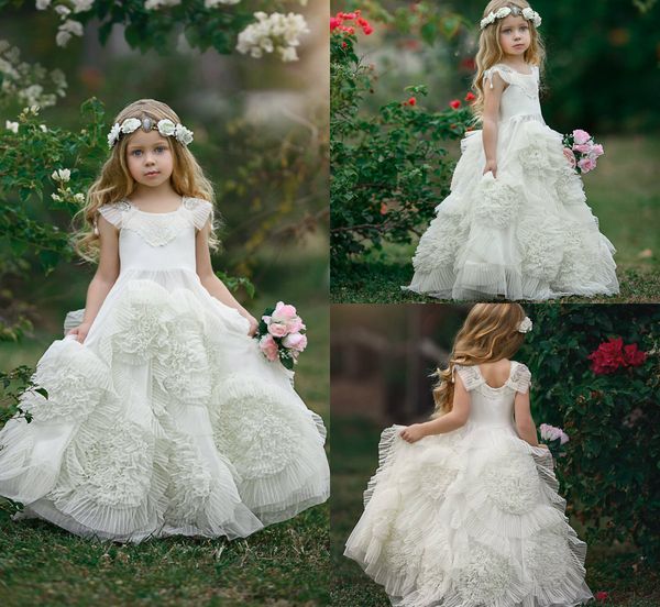 

ivory flower girl dresses for wedding jewel neck a line ruffles custom made girls pageant dress floor length cute formal kids gowns, White;blue