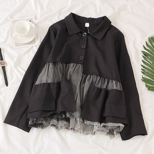 women's blouses & shirts spring oversized women mesh patchwork turn down collar long sleeve loose casual single breasted ladies blouse, White
women's blouses & shirts spring oversized women mesh patchwork turn down collar long sleeve loose casual single breasted ladies blouse, White
