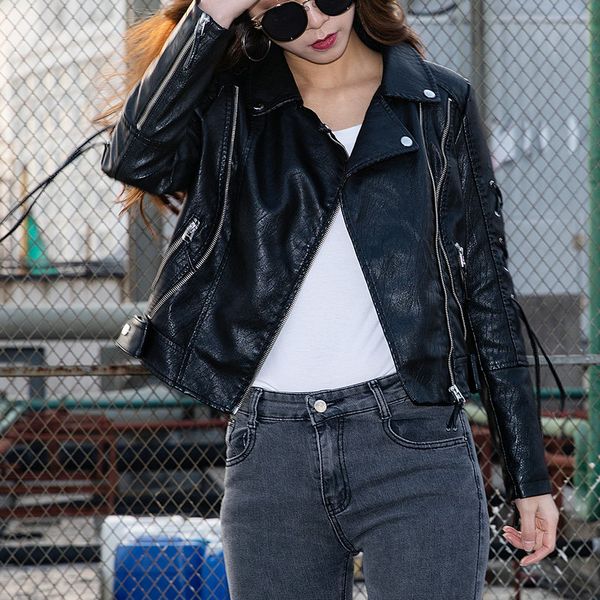 2019 new arrival women black faux smooth leather jackets lady white long sleeve slim fit pu zipper skinning streetwear coats hot
2019 new arrival women black faux smooth leather jackets lady white long sleeve slim fit pu zipper skinning streetwear coats hot
