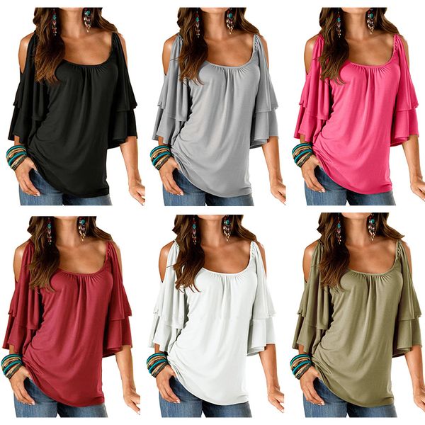 2019 fashion women's summer cold shoulder ruffle short sleeve loose tunic solid shirt blouse size s-2xl, White
2019 fashion women's summer cold shoulder ruffle short sleeve loose tunic solid shirt blouse size s-2xl, White
