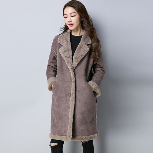 2018 women winter wool jacket leather plus velvet thick coat long section deerskin lapel parkas warm deerskin jacket qh1081, Black
2018 women winter wool jacket leather plus velvet thick coat long section deerskin lapel parkas warm deerskin jacket qh1081, Black