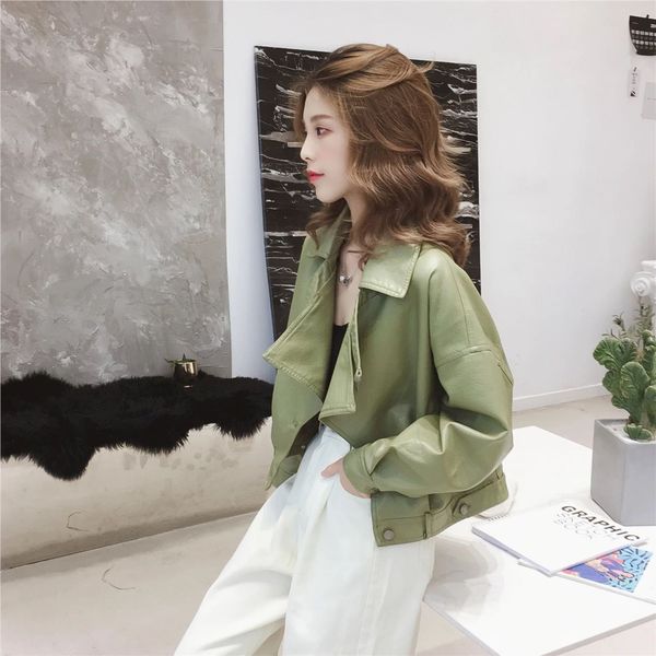 new pu leather garment motorcycle ceket wash leather jacket for women black red green beige loose jacke jackets
new pu leather garment motorcycle ceket wash leather jacket for women black red green beige loose jacke jackets