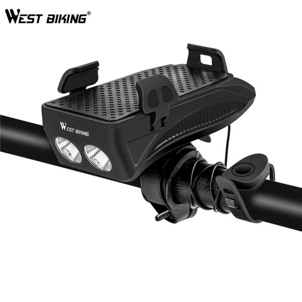 west biking 400 lumens bike light bike multifunction 4 in 1 horn phone holder power bank bicycle front lamp
west biking 400 lumens bike light bike multifunction 4 in 1 horn phone holder power bank bicycle front lamp