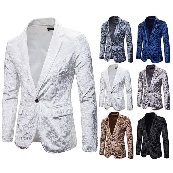 new men velour flannel blazer jacket fashion slim fit men's single button velvet casual party wedding suit jacket, Black;brown
new men velour flannel blazer jacket fashion slim fit men's single button velvet casual party wedding suit jacket, Black;brown