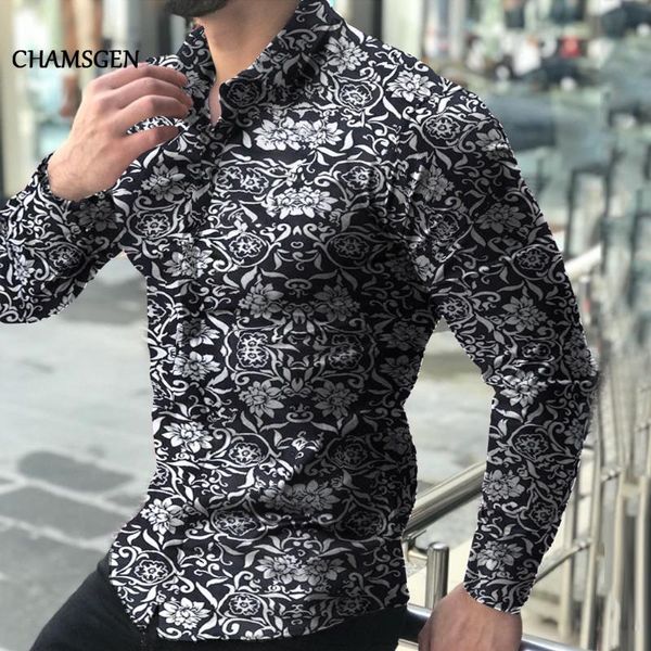 men's casual shirts chamsgen fashion for men long sleeve floral print shirt autumn dress camisa lapel chemise homme f519, White;black
men's casual shirts chamsgen fashion for men long sleeve floral print shirt autumn dress camisa lapel chemise homme f519, White;black