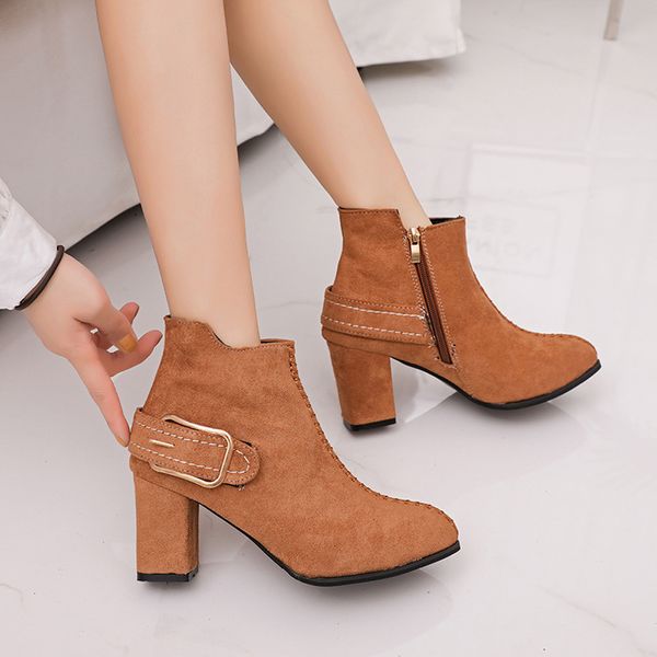 buckle brown high heel ankle boots side zipper women high heel shoes winter snow boot suede solid color round toe zipper shoes, Black
buckle brown high heel ankle boots side zipper women high heel shoes winter snow boot suede solid color round toe zipper shoes, Black