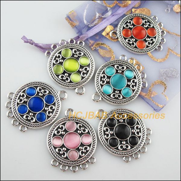 6pcs tibetan silver tone round mixed cateye stone charms pendant connectors 31x40.5mm, Bronze;silver
6pcs tibetan silver tone round mixed cateye stone charms pendant connectors 31x40.5mm, Bronze;silver