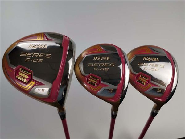 

brand new 3pcs honma s-06 wood set honma s06 golf woods women golf clubs driver + fairway woods graphite shaft with head cover