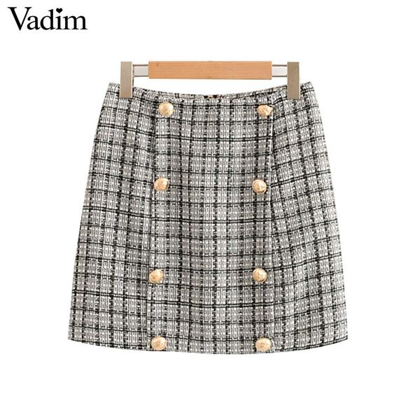 vadim women elegant tweed plaid mini skirt houndstooth checkered button decorate back zipper female retro casual skirts ba737, Black
vadim women elegant tweed plaid mini skirt houndstooth checkered button decorate back zipper female retro casual skirts ba737, Black