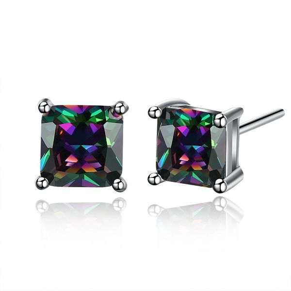 charm female small rainbow stone earrings vintage fashion silver wedding earrings double zircon stud for women, Golden;silver 
charm female small rainbow stone earrings vintage fashion silver wedding earrings double zircon stud for women, Golden;silver