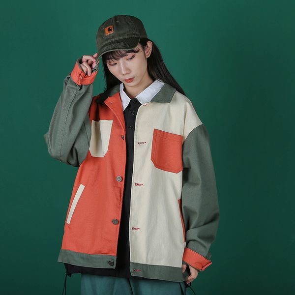 men's jackets fashion 100% cotton lapel bomber jacket men and women loose colorblock coats street pilot male female, Black;brown
men's jackets fashion 100% cotton lapel bomber jacket men and women loose colorblock coats street pilot male female, Black;brown