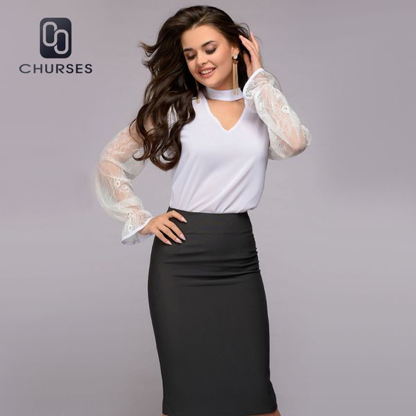 women casual lace patchwork and blouse flare sleeve v neck solid elegant shirts 2018 winter new office lady women blouse, White
women casual lace patchwork and blouse flare sleeve v neck solid elegant shirts 2018 winter new office lady women blouse, White