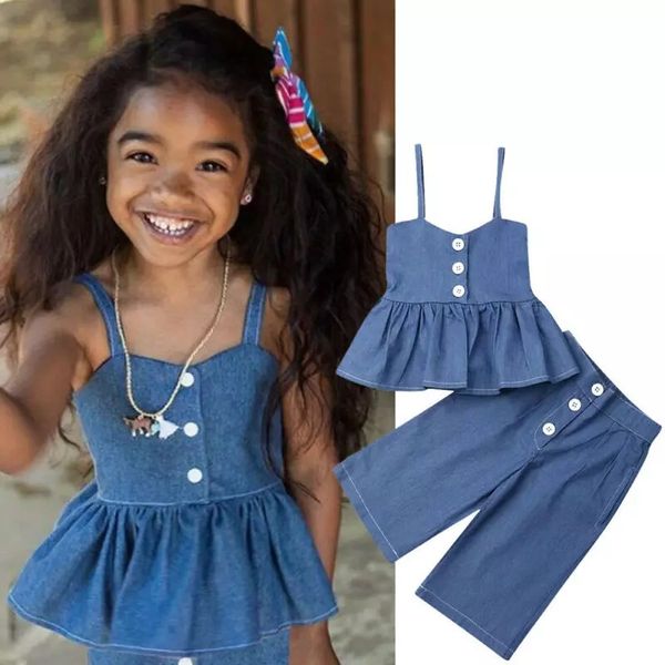 2020 girls cowboy suit clothing sets summer fashion girls sleeveless children gallus+casual pants 2pcs clothes, White
2020 girls cowboy suit clothing sets summer fashion girls sleeveless children gallus+casual pants 2pcs clothes, White
