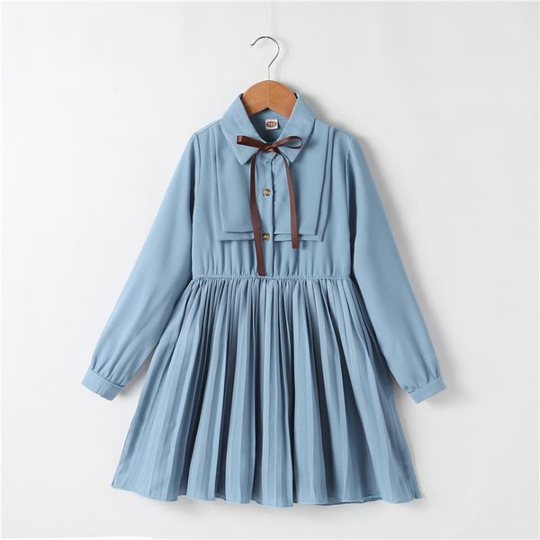 2020 весна осень девочка принцесса старая мода лук день рождения одежда плиссированные дети платье костюмы t200417, Red;yellow