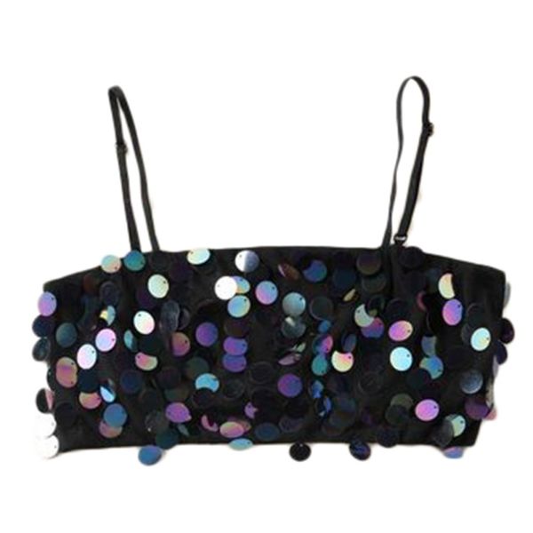 colorful sequined tube short tube small sling exposed navel for woman, White 
colorful sequined tube short tube small sling exposed navel for woman, White