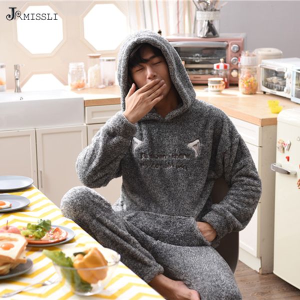 jrmissli men's pajamas winter mens flannel pajama sets hooded pyjama men sleepwear male thick warm coral fleece pajamas, Black;brown
jrmissli men's pajamas winter mens flannel pajama sets hooded pyjama men sleepwear male thick warm coral fleece pajamas, Black;brown