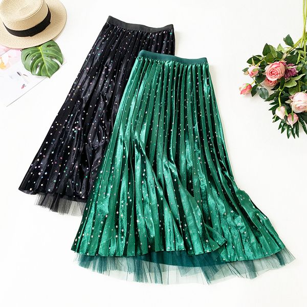 2019 new autumn two side way wear women high waist mesh long skirt stars print women pleated skirt faldas jupe femme saia, Black
2019 new autumn two side way wear women high waist mesh long skirt stars print women pleated skirt faldas jupe femme saia, Black
