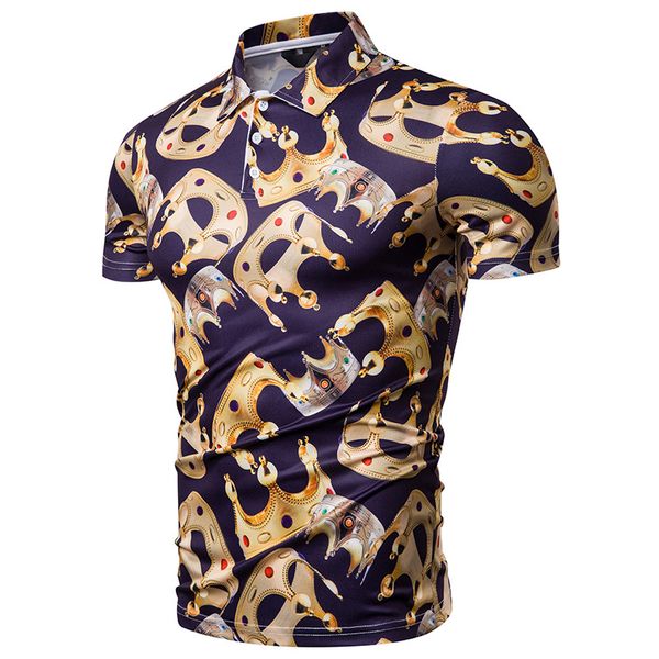 fashion men new style crown printing summer short-sleeved polo shirt pl91, White;black
fashion men new style crown printing summer short-sleeved polo shirt pl91, White;black