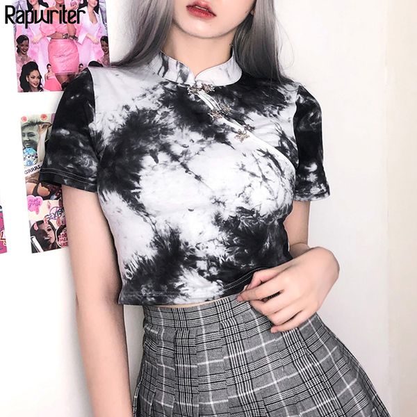 rapwriter gothic tie dye print butterfly buckle summer t-shirt women 2020 streetwear stand collar short sleeve harajuku crop top, White
rapwriter gothic tie dye print butterfly buckle summer t-shirt women 2020 streetwear stand collar short sleeve harajuku crop top, White