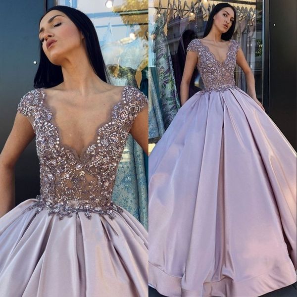 2019 prom dresses arabic dubai style plunging v neck cap sleeves applique sequins party evening gowns quinceanera dress, Black
2019 prom dresses arabic dubai style plunging v neck cap sleeves applique sequins party evening gowns quinceanera dress, Black