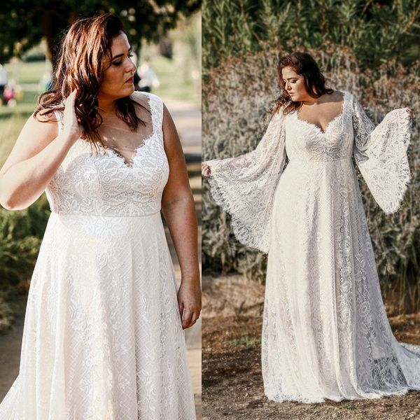 2020 plus size wedding dresses with detachable sleeves a line sweep train lace appliqued beach wedding dress custom made bohemia bridal gown, White
2020 plus size wedding dresses with detachable sleeves a line sweep train lace appliqued beach wedding dress custom made bohemia bridal gown, White