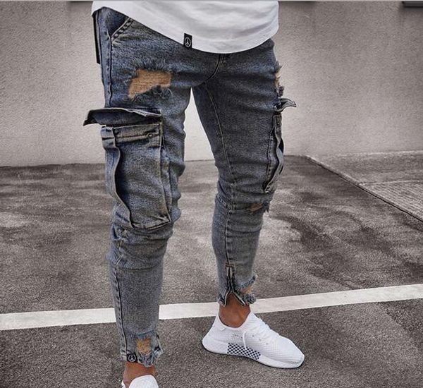 new mens jeans distressed ripped biker jeans slim fit motorcycle biker denim jeans fashion designer pants, Blue
new mens jeans distressed ripped biker jeans slim fit motorcycle biker denim jeans fashion designer pants, Blue