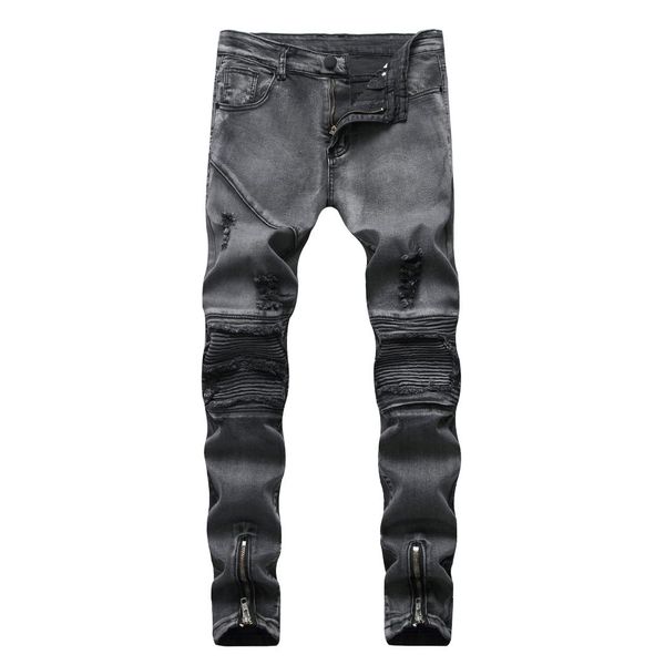 2019 spring jeans men casual washed shinny denim jeans male fashion ripped hip hop slim zipper pencil pants plus size, Blue
2019 spring jeans men casual washed shinny denim jeans male fashion ripped hip hop slim zipper pencil pants plus size, Blue