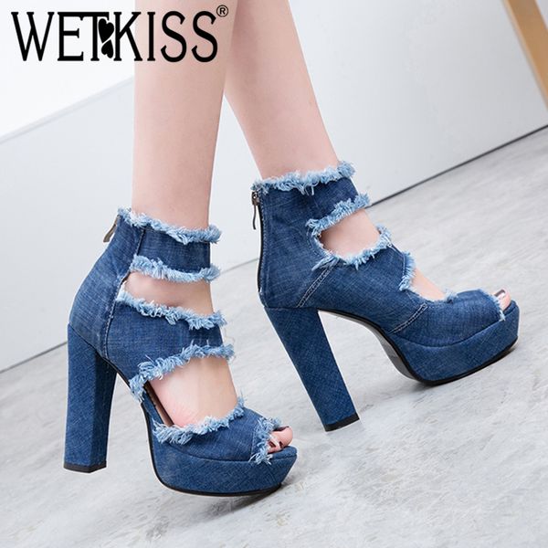 wetkiss denim ankle boots women peep toe zip footwear high heels platform boot female elastic holed shoes woman 2019 summer, Black
wetkiss denim ankle boots women peep toe zip footwear high heels platform boot female elastic holed shoes woman 2019 summer, Black