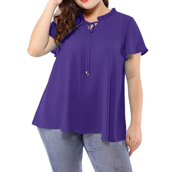women's plus size solid self-tie neck ruffle sleeves chiffon blouse shirt 5xl loose frill ruffle elegant festa koszula, White
women's plus size solid self-tie neck ruffle sleeves chiffon blouse shirt 5xl loose frill ruffle elegant festa koszula, White