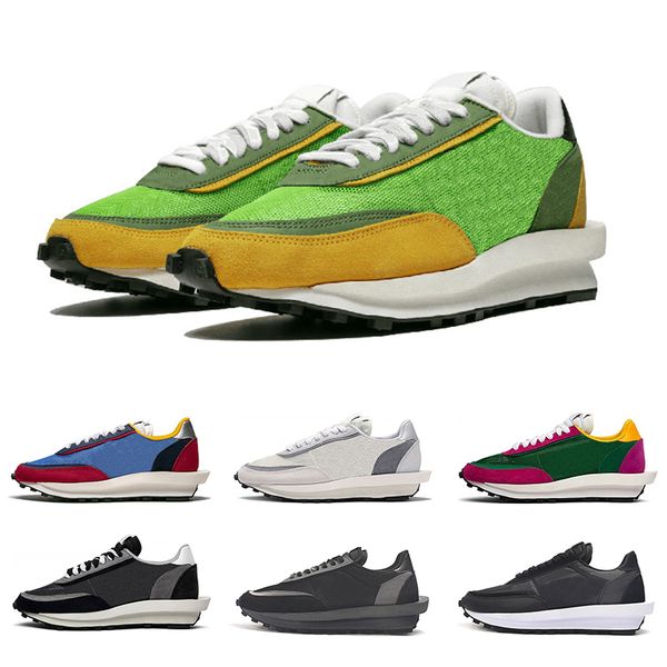 

Fa hion acai ldv ld waffle men women running hoe black white grey pine green gu to var ity blue men trainer port neaker 36 45, Black;green